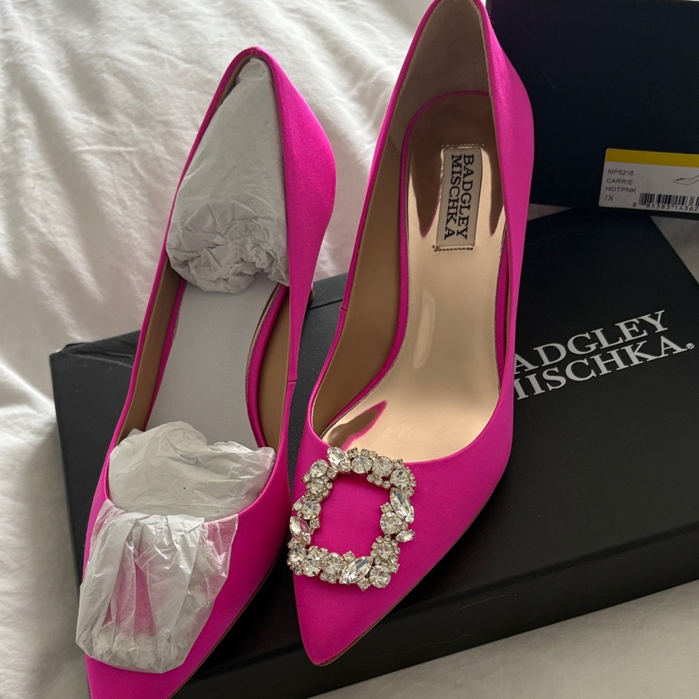 Badgley Mischka Fuchsia Embellished Heels